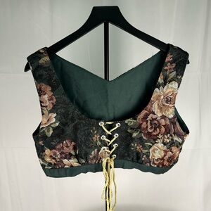Handmade Floral Lace-Up Bodice Corset-Style Top